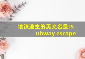 地铁逃生的英文名是:Subway escape